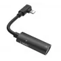 Hoco Cable Lightning dual convertidor de audio a conector de auriculares Lightning + conector de carga Lightning negro
