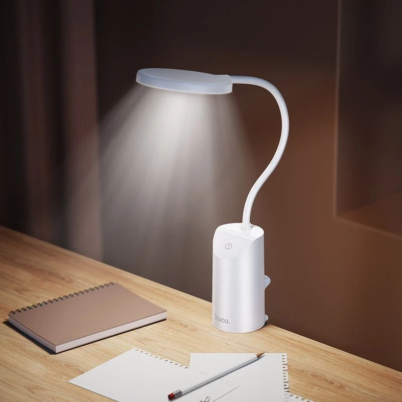 Hoco HX10 Lámpara de mesa con pinza Blanca