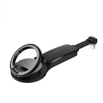 Hoco Lightning a 2 x Lightning + anillo soporte negro