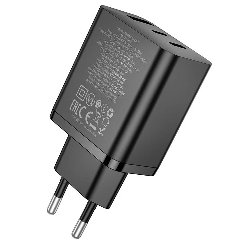 Hoco N50 Scenery PD45W (2C1A) cargador enchufe EU negro