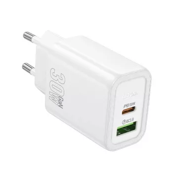 Cargador Hoco N63 Gentle PD30W+QC3.0 (EU) blanco
