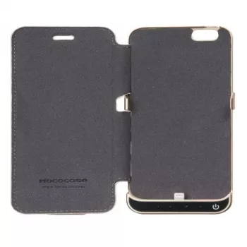 Funda de batería ultrafina Hoco 3000mAh con funda de piel para Apple iPhone 6/6S negra