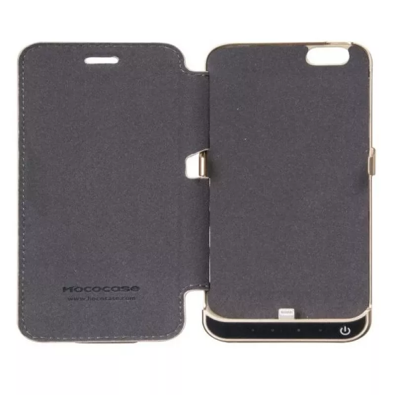 Funda de batería ultrafina Hoco 3000mAh con funda de piel para Apple iPhone 6/6S negra