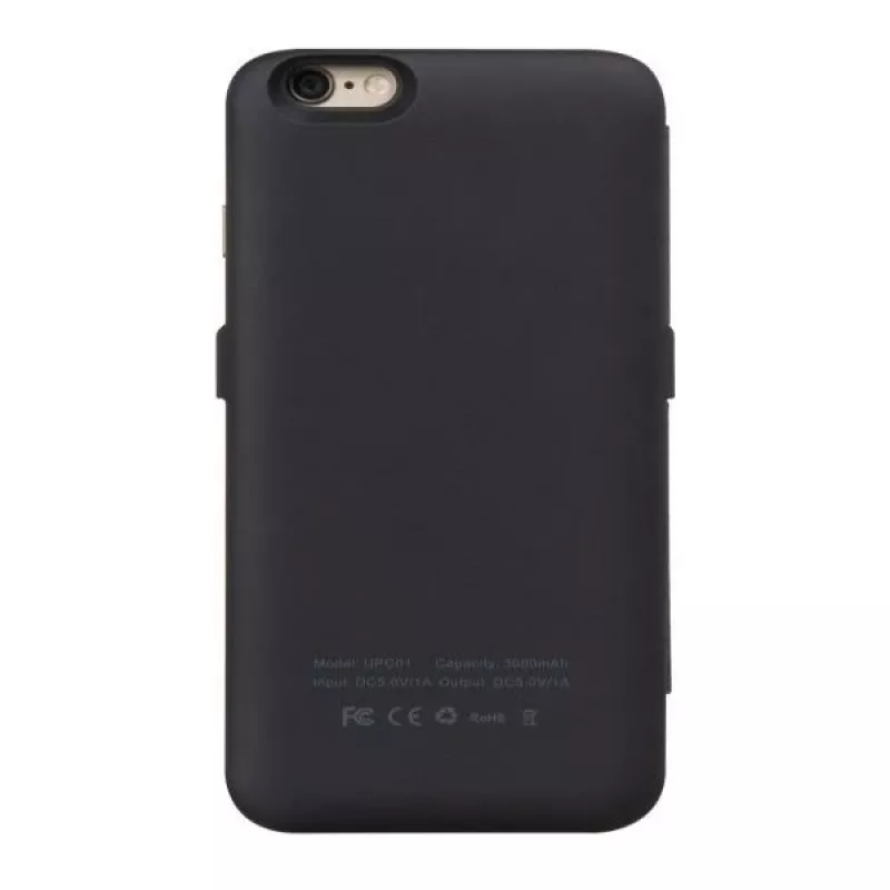 Funda de batería ultrafina Hoco 3000mAh con funda de piel para Apple iPhone 6/6S negra