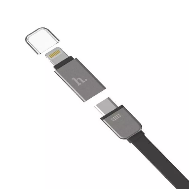 Hoco Cable multifunción universal UCL01 Apple + Micro USB plateado 1,2 m