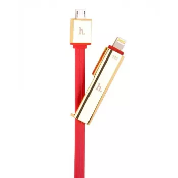 HOCO Universal UPL14 Serie Lipstick Cable de carga 2 en 1 (Apple Lightning + Micro USB) rojo