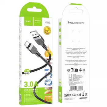 Hoco X109 cable de carga y datos de silicona Energy USB-A a USB-C 1m negro