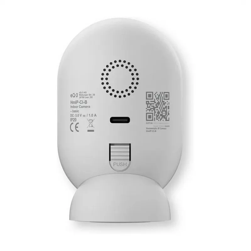 Homematic IP Indoor Camera basic (HmIP-CI-B) – Cámara de seguridad Wi-Fi 3 MP, blanco/negro