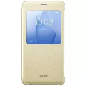 HONOR 8 Funda tipo libro dorada - Funda con Smart Window