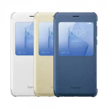 HONOR 8 Funda tipo libro dorada - Funda con Smart Window