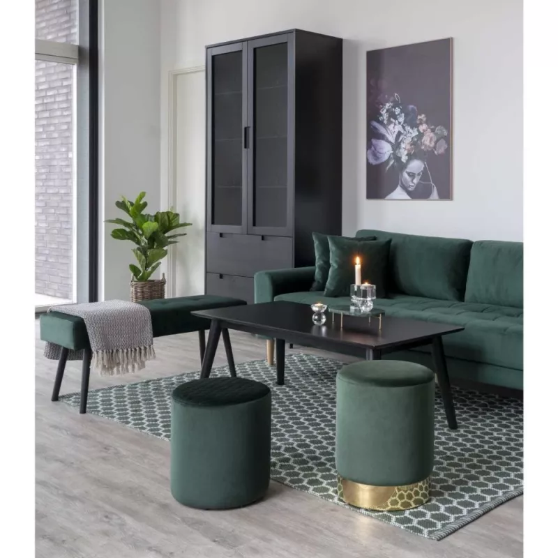 House Nordic Banco con tapizado de terciopelo verde 100x35x44