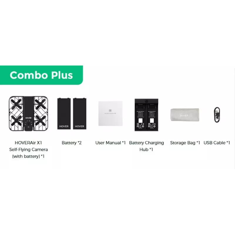 HoverAir X1 dron - Combo Plus Retail - Negro