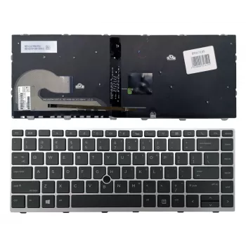 HP EliteBook 840 G5 / 846 G5 / 745 G5 Teclado de repuesto - Plata, retroiluminado, distribución inglesa US