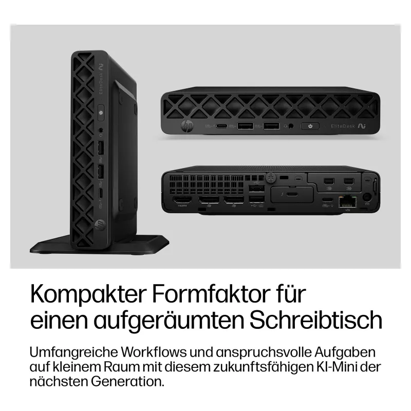 HP EliteDesk 8 Mini G2a mini PC, AMD Ryzen AI 5 435, 16GB RAM, 512GB SSD, Windows 11 Pro, negro
