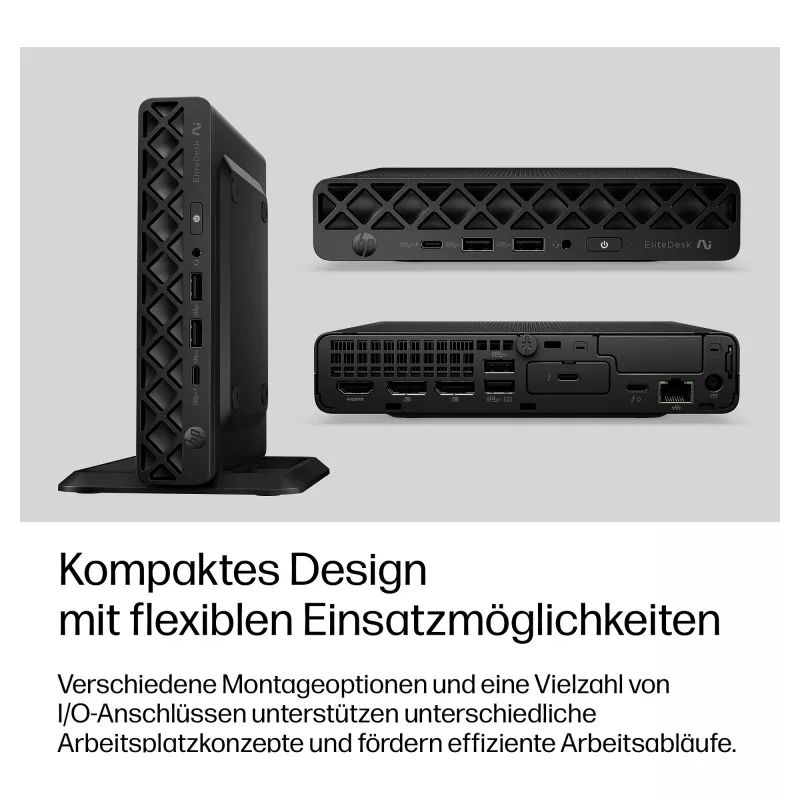 HP EliteDesk 8 Mini G2i Mini PC, Intel Core Ultra 7 356H, 32GB DDR5 RAM, 1TB NVMe SSD, Windows 11 Pro, Negro