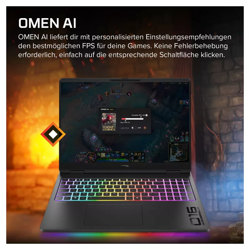HP HyperX OMEN 16-ah1470ng Portátil gaming de 16 pulgadas WQXGA, Intel Core Ultra 7 270HX Plus, 32GB RAM, 1TB SSD, GeForce RTX 5070 Ti, Windows 11 Home