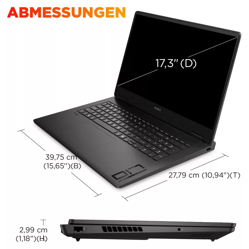 HP OMEN 17-db1470ng Portátil gaming, 17,3" FHD, AMD Ryzen AI 7 350, 16 GB, 512 GB SSD, RTX 5060, Windows 11 Home