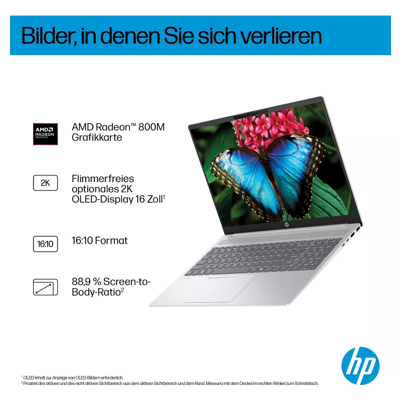 HP OmniBook 5 16-ag1451ngx AMD Ryzen AI 5 330 16GB 512GB SSD W11 Home portátil 16 inch WUXGA (Natural Silver, QWERTZ alemán)