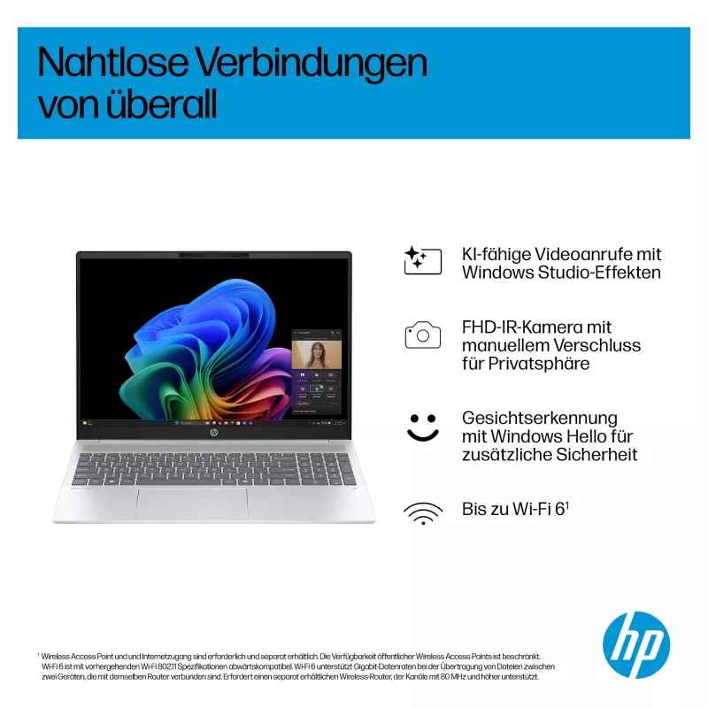 HP OmniBook 5 16-ag1451ngx AMD Ryzen AI 5 330 16GB 512GB SSD W11 Home portátil 16 inch WUXGA (Natural Silver, QWERTZ alemán)