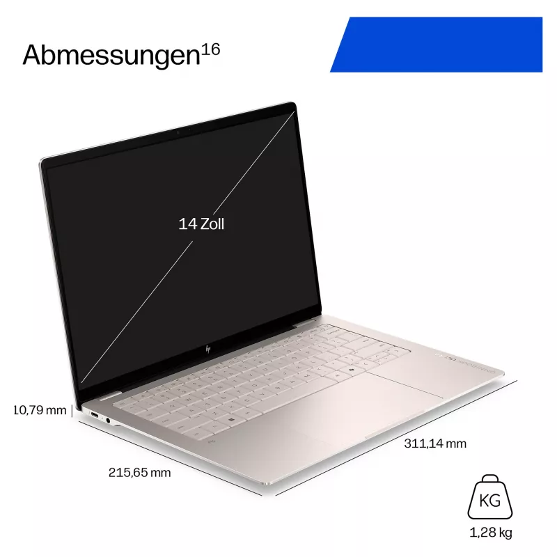 HP OmniBook Ultra 14-kd0471ngx portátil, Intel Core Ultra 7 356H, 32GB RAM, 1TB SSD, 14 inch pantalla táctil, Windows 11 Home, teclado alemán