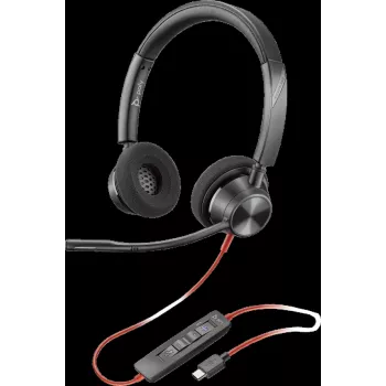 HP Poly Blackwire 3320-M Auricular con cable USB-C con micrófono de diadema, cancelación de ruido, Negro