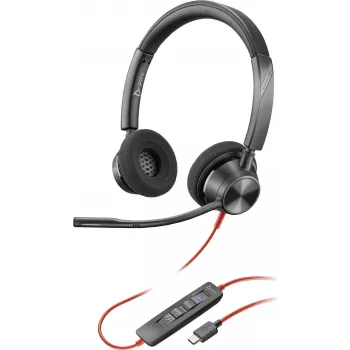 HP Poly Blackwire 3320-M Auricular con cable USB-C con micrófono de diadema, cancelación de ruido, Negro