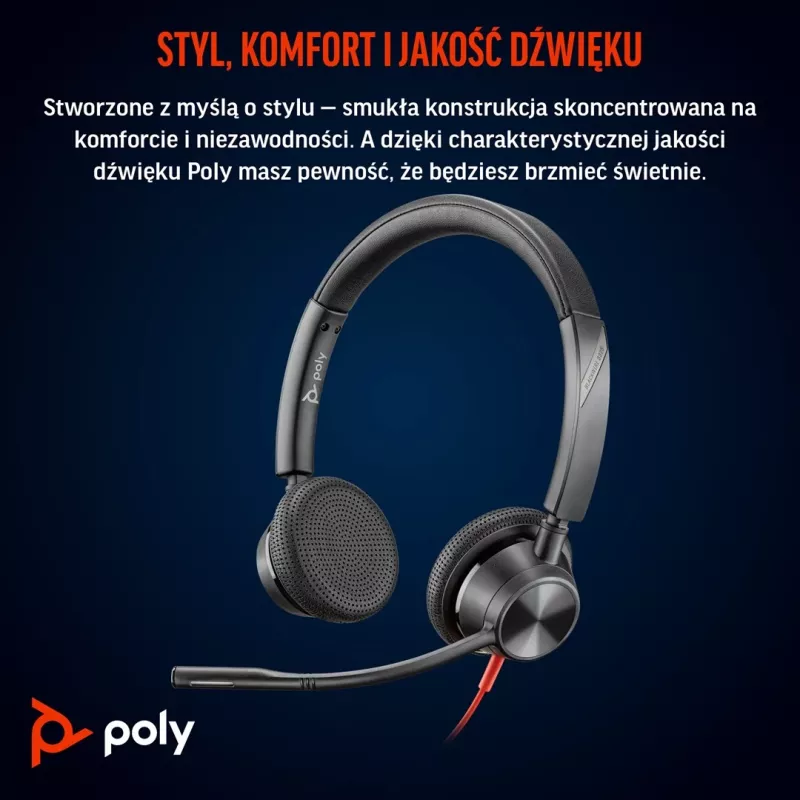 HP Poly Blackwire 3325 auriculares estéreo certificados para Microsoft Teams USB-C + jack 3,5mm + adaptador USB-C/A