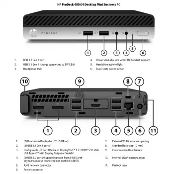 HP Renewed ProDesk 400 G4 SFF PC de sobremesa - Intel Core i3-8100T, 8GB RAM, 128GB SSD, Intel UHD Graphics 630, Windows 11 Pro