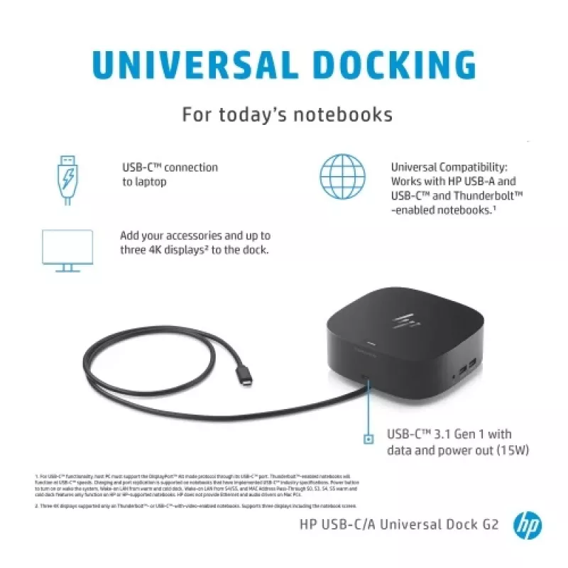 HP USB-C Dock G5 (5TW10AA) base de acoplamiento, negro