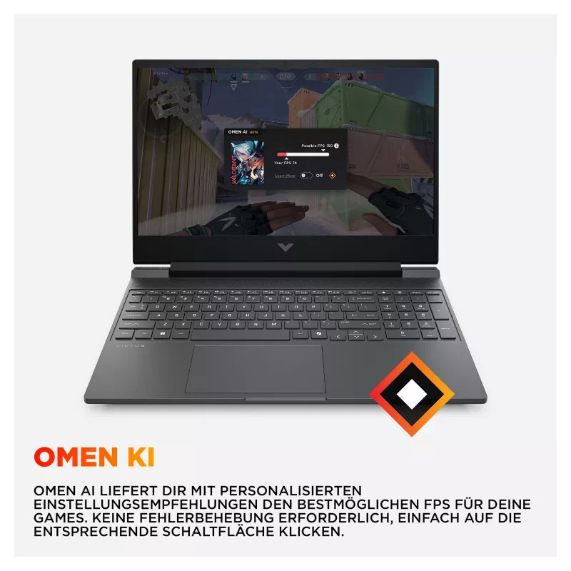 HP Victus 15-fa2451ng Portátil gaming, 15,6 inch FHD 144Hz, Intel Core i5-14500HX, 12GB RAM, 512GB SSD, NVIDIA GeForce RTX 3050, Windows 11 Home, Mica Silver