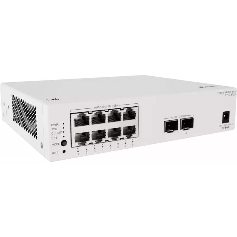 Huawei S210-8P2J Switch gestionado L2 con 8 puertos Gigabit PoE+ y 2 uplinks SFP, 128W de presupuesto PoE 98012922-001