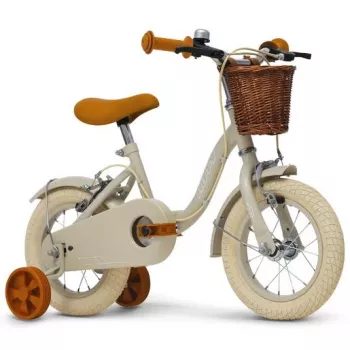 Bicicleta infantil Huffy Vintage 12 pulgadas, gris con cesta y ruedines