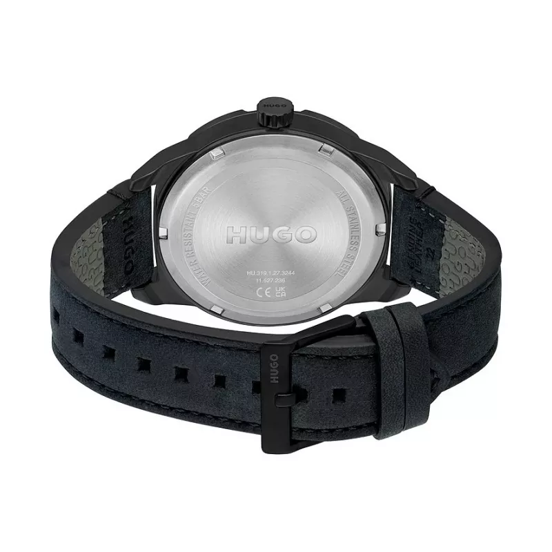 Reloj HUGO MAN 1530275 cronógrafo de cuarzo 45mm esfera azul correa de piel marrón