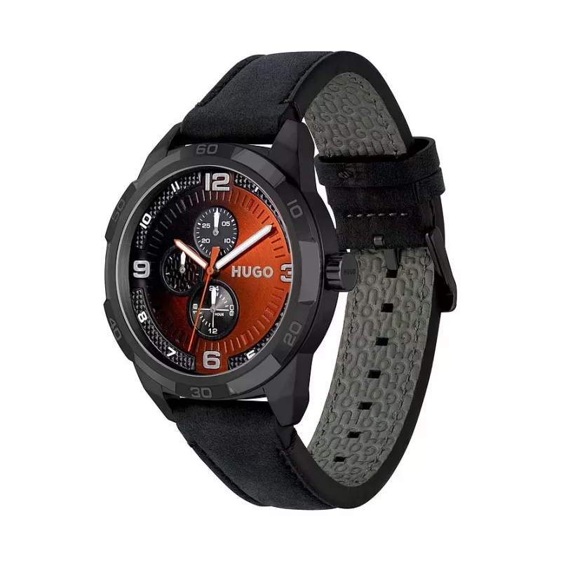 Reloj HUGO MAN 1530275 cronógrafo de cuarzo 45mm esfera azul correa de piel marrón