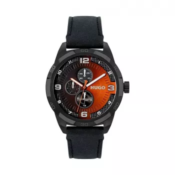 Reloj HUGO MAN 1530275 cronógrafo de cuarzo 45mm esfera azul correa de piel marrón