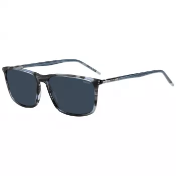 Gafas de sol rectangulares HUGO MAN HG-1374-S-3RA - Montura negra, lentes grises, 57 mm