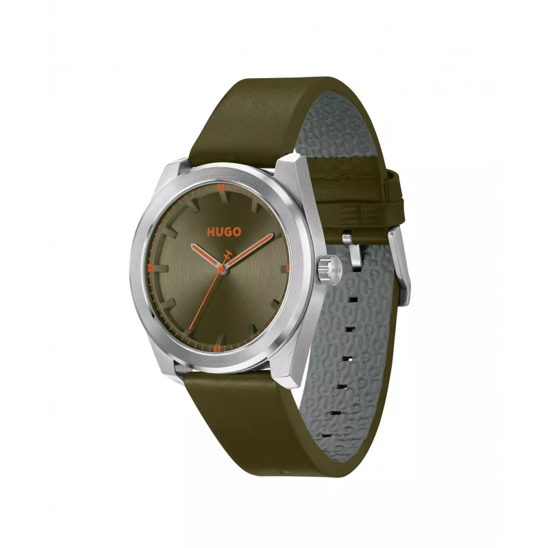 HUGO MAN reloj 1530351 42mm caja de acero inoxidable esfera negra correa de piel