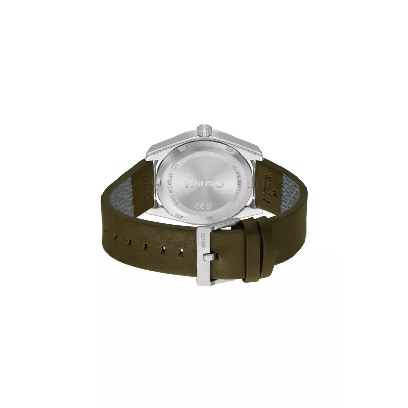 HUGO MAN reloj 1530351 42mm caja de acero inoxidable esfera negra correa de piel