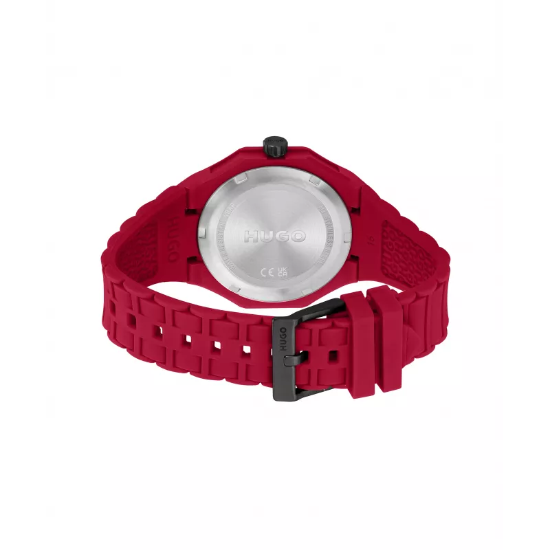 HUGO Reloj de hombre Velocity cronógrafo de cuarzo 42mm carcasa de acero inoxidable correa de silicona negra 1530328