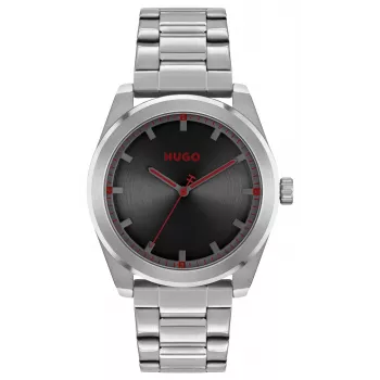 HUGO Reloj para hombre 1570175 42mm acero inoxidable esfera negra