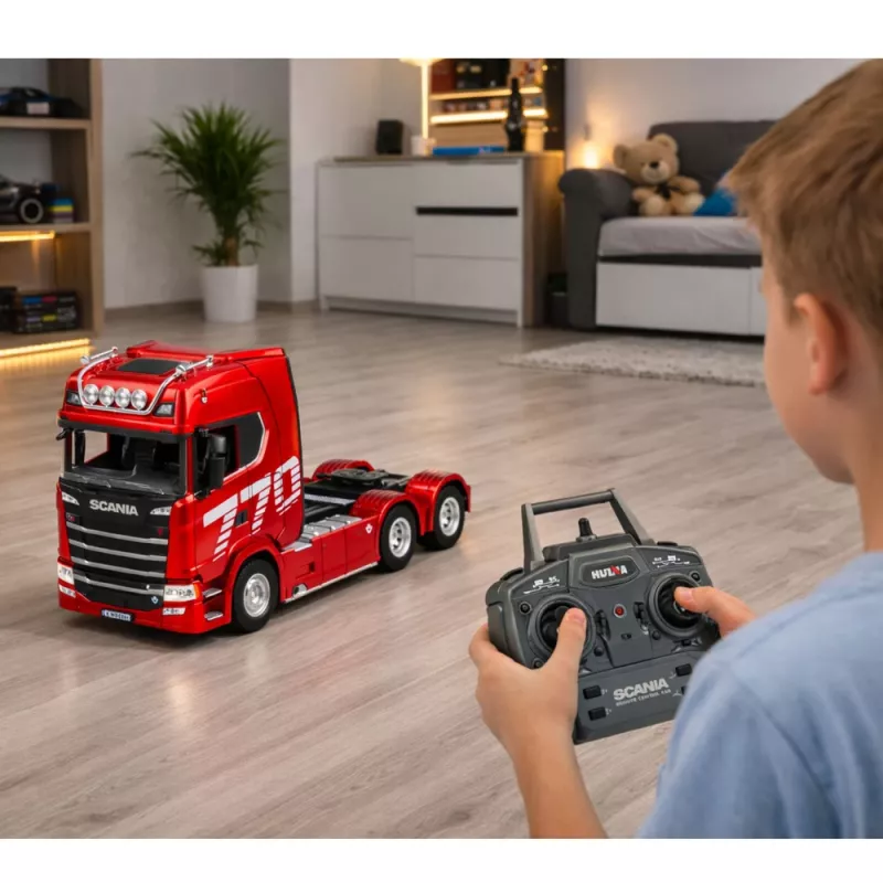 Huina 1501 Scania camión teledirigido, rojo, 1:18