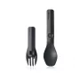 HumanGear Uno GoBites Click Set de cubiertos de viaje cuchara y tenedor gris