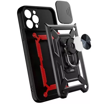 Hurtel Funda Hybrid Armor Camshield para Huawei nova Y90, funda reforzada con tapa para cámara, negra