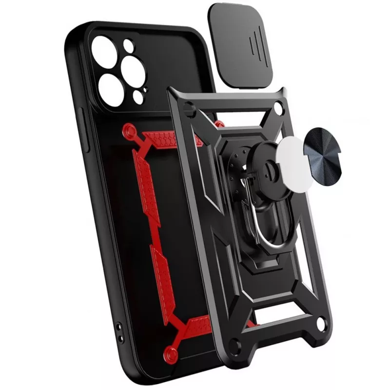 Hurtel Funda Hybrid Armor Camshield para Huawei nova Y90, funda reforzada con tapa para cámara, negra