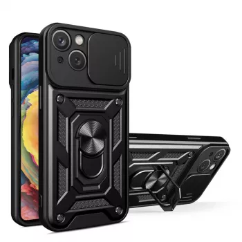 Hurtel Funda Hybrid Armor Camshield para Huawei nova Y90, funda reforzada con tapa para cámara, negra