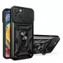 Hurtel Funda Hybrid Armor Camshield para Huawei nova Y90, funda reforzada con tapa para cámara, negra
