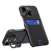 HURTEL iLike Apple iPhone 14 funda de cuero con soporte y tarjetero negra