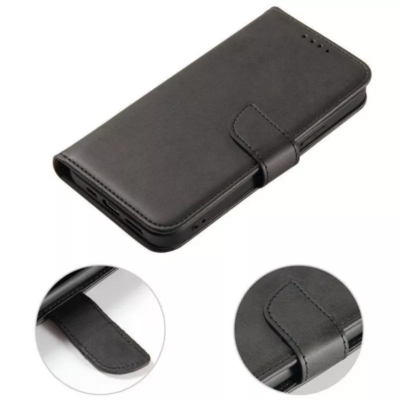 Hurtel funda magnética elegante con solapa y función de soporte para OnePlus Nord N20 5G, negra