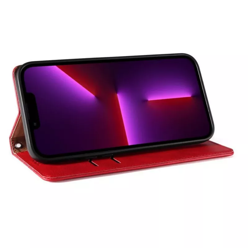 Hurtel Funda Magnet Strap para iPhone 13 Pro Max - funda tipo cartera con cordón y colgante extraíbles - roja