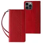 Hurtel Funda Magnet Strap para iPhone 13 Pro Max - funda tipo cartera con cordón y colgante extraíbles - roja